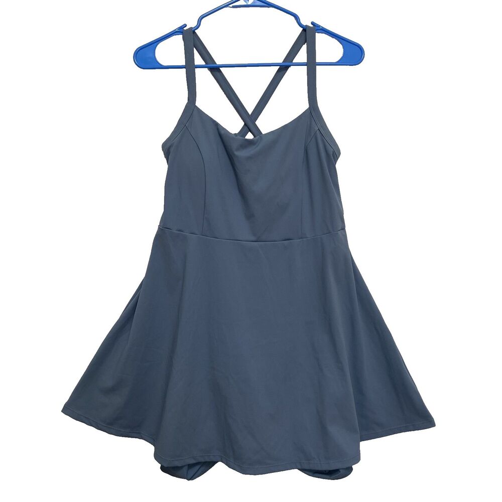 Popilush Blue Athletic Tennis Womens Dress Crisscross Back Built-In Shorts M - Picture 2 of 13